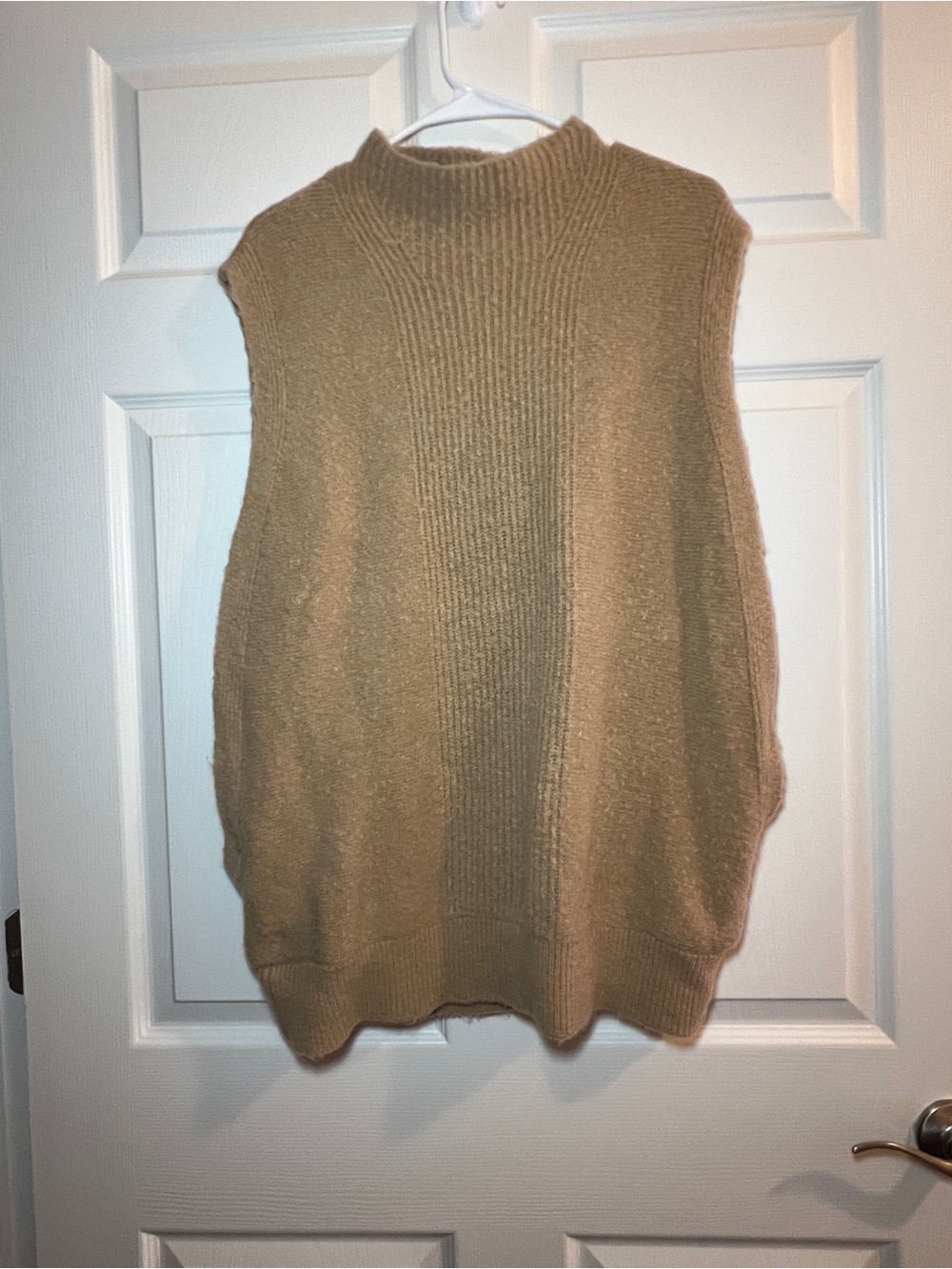 Neutral Tan Sleeveless Knit Sweater Vest